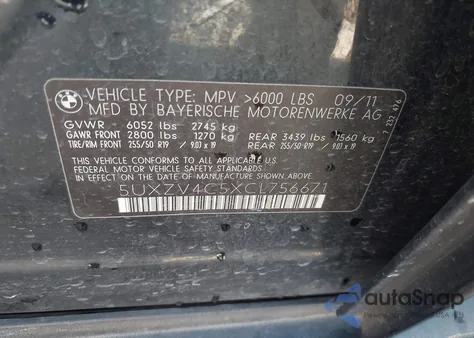 2012 BMW X5 xDrive35I/xDrive35I Premium/xDrive35I Sport Activity from USA, damaged, VIN 5UXZV4C5XCL756671